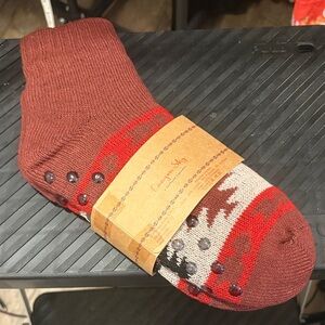 CozyStep Maroon and Gray Non-Slip Socks